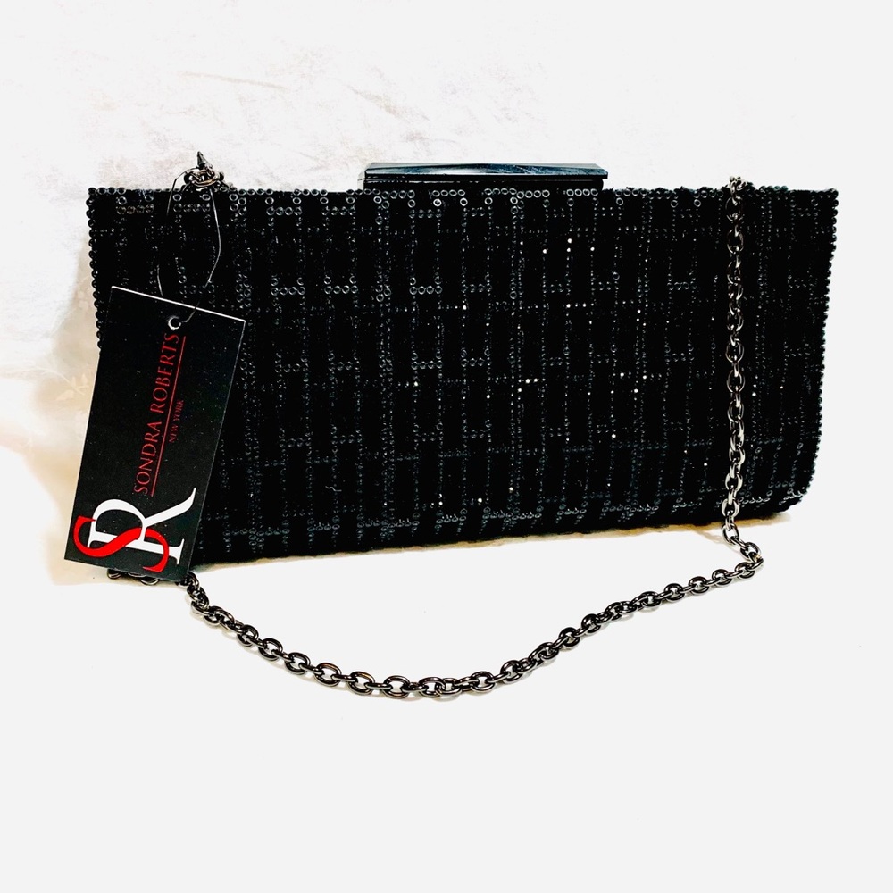Sondra Roberts Black Rhinestone Clutch